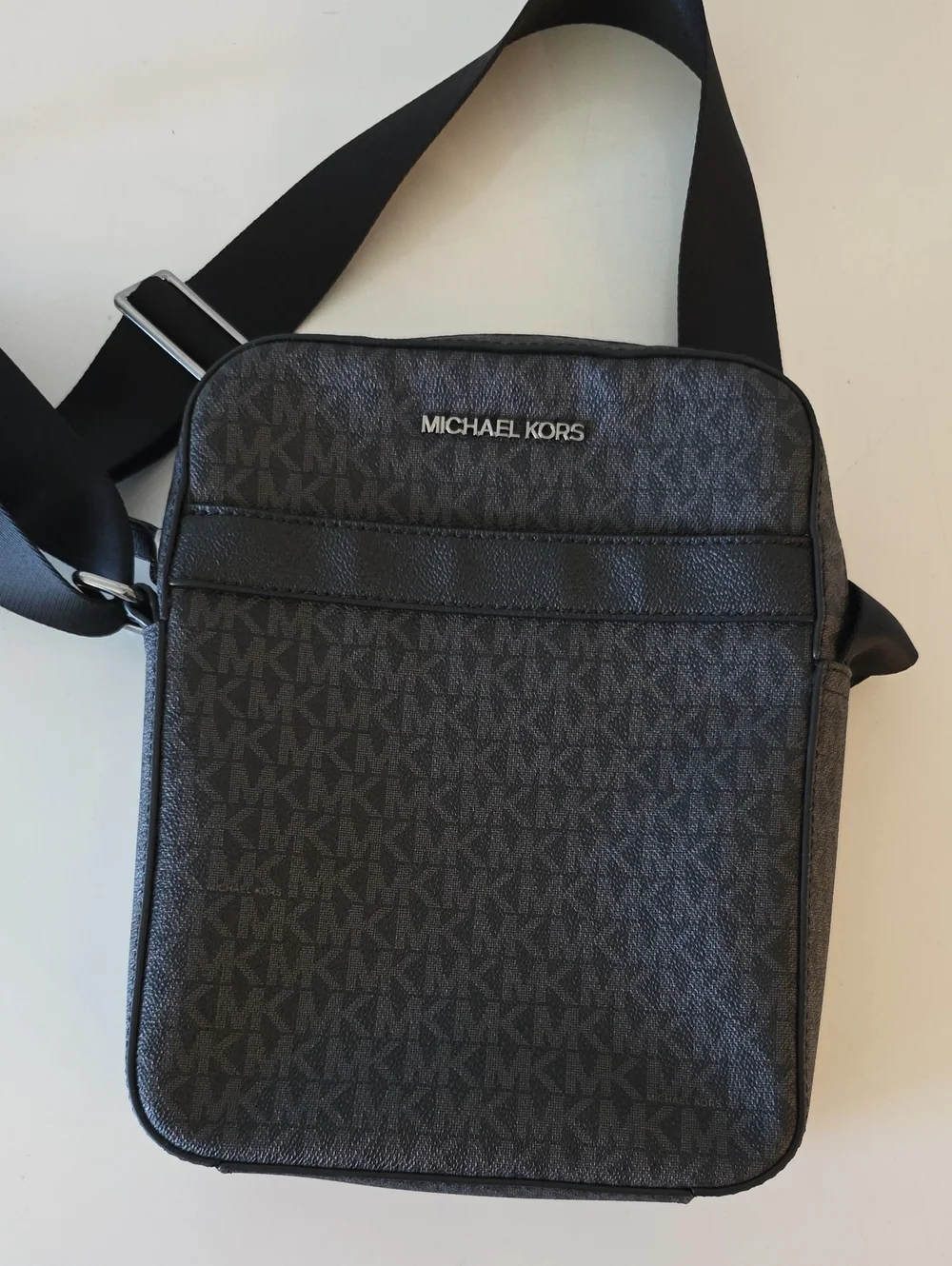 Michael Kors Men's Black/Gray Signature MK Messenger Bag